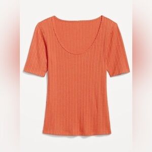 Old Navy Fitted Elbow-Sleeve Rib-Knit T-Shirt - Size Medium